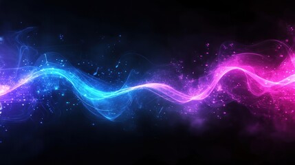 Poster - A vibrant abstract wave of blue and pink light, representing energy and motion.