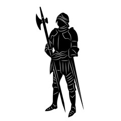 Poster - knight with computer silhouette, vector