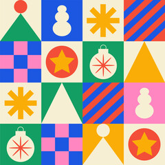 Leinwandbilder - Geometric colorful seamless pattern. Trendy abstract swiss background. Vector illustration