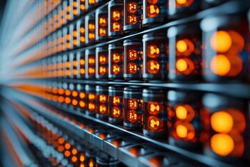 Wall Mural - an abstract view of illuminated tubes in a futuristic design, showcasing technology and advanced lig