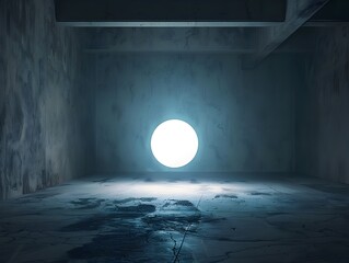 Poster - enigmatic glowing orb illuminates mysterious symbols in ethereal dark room concept
