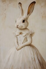 Wall Mural - Animal painting rabbit human.