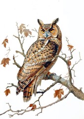 Poster - Detailed owl on autumn branch