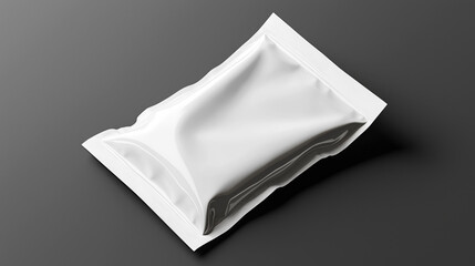 Sticker - A sealed white plastic packaging pouch on a grey background, likely for food, medical, or other small items, featuring a clean and minimalist design.