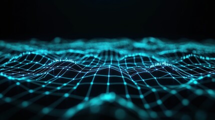 Leinwandbilder - Abstract digital representation of waves in a grid pattern