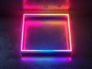 Sticker - Vibrant Neon Lit Frame Conceptual on Dark Background