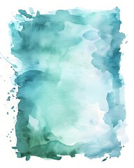 Canvas Print - Serene Watercolor Frame in Soft Blue and Green Tones for Calming or Graphic Design