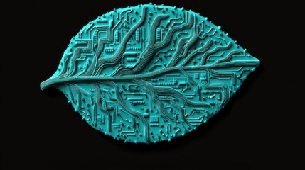 Poster - A Leaf Shaped Circuit Board Representing Nature and Technology Integration