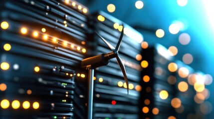 Fototapete - Harnessing Wind Energy for Sustainable Data Centers