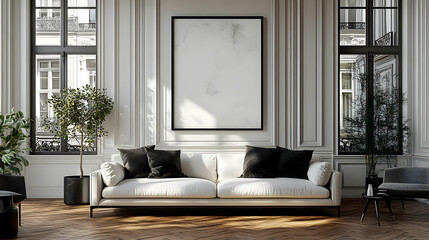 Poster - Modern living room with a minimalist design and natural elements.