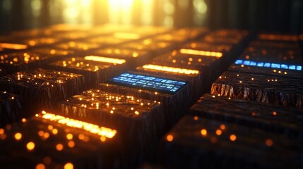Poster - Glowing Blockchain Technology Abstract Concept Visualization