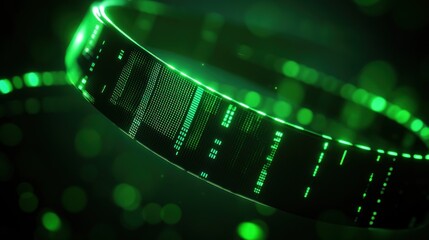 Aufkleber - Futuristic green digital waveform in a vibrant abstract background