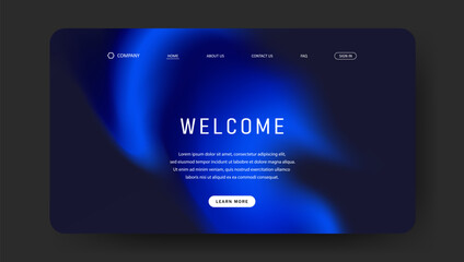 Abstract wave futuristic design of landing page. retro gradient mesh website design