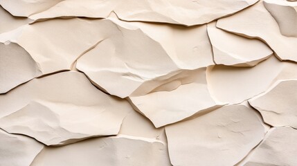 Poster - Close-up of a textured beige stone wall with irregularly shaped rocks creating an abstract pattern.