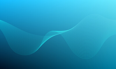 Poster - light blue dynamic wavy lines pattern technology background