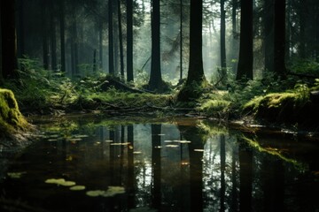 Poster - Forest wilderness landscape sunlight.