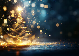 Abstract Christmas tree with copy space on dark background