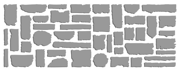 Abstract ripped paper element set. Torn cardboard sheets bundle. Creased edge layout collection.
