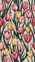 Seamless Pattern Wallpaper textile Flora tulip