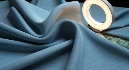 Dusty blue linen fabric texture soft weave natural fibers