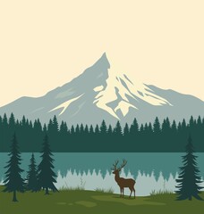 Wall Mural - deer in the forest