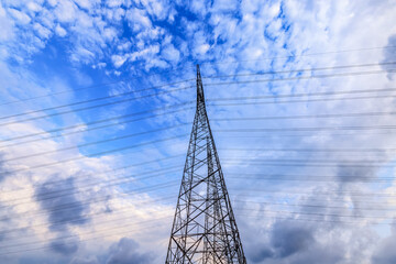 Canvas Print - High voltage electricity towers at dusk