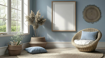 Sticker - Cozy interior with natural elements and soft colors.