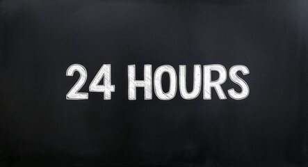 24 hours text lettering on blackboard chalkboard background