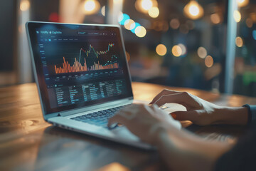 Poster - Online strategist analyzing data and charts on a laptop Focused on digital marketing strategists.