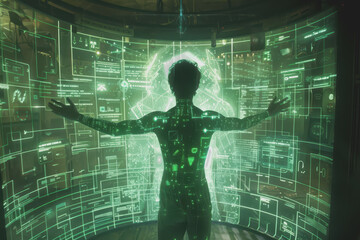 Computer programming code scripts augmented reality hologram.