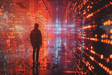 computer programming code scripts augmented reality hologram.