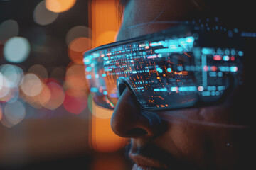 computer programming code scripts augmented reality hologram.
