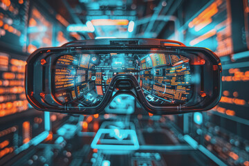 computer programming code scripts augmented reality hologram.