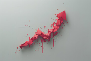 Poster - Minimalist stock market downturn graph with arrow plunging downwards on a white background.