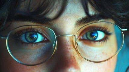 Sticker - A woman with glasses and blue eyes