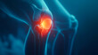 © Anthichada - A patient legs with glowing red focusing on the knee area of discomfort, Knee with representing stiffness and inflammation in joints