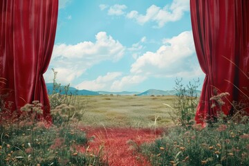 Poster - Empty red feild stage landscape outdoors nature.