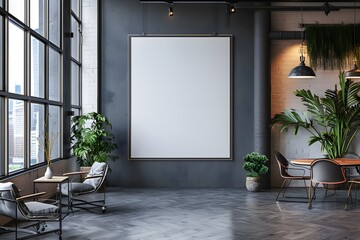 Canvas Print - Modern Minimalist Interior with Blank Canvas for Art Display