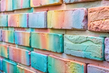 Wall Mural - colorful brick wall with gradient texture close-up