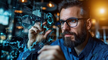 Professional Analyzing Data with Digital Interface