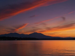 Wall Mural - sunset over the lake