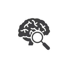 Wall Mural - Magnifying glass over a brain vector icon