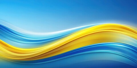 Sticker - Abstract background with smooth blue and yellow waves, abstract, wavy, background, blue, yellow, smooth, curves, design