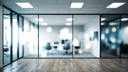 Wall Mural - blurred image of modern office interior with bokeh lights.