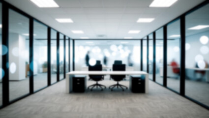 Wall Mural - blurred image of modern office interior with bokeh lights.