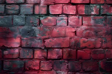 Canvas Print - Vibrant Red and Black Textured Brick Wall Background