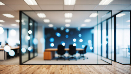Wall Mural - blurred image of modern office interior with bokeh lights.