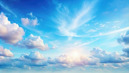 Wall Mural - pastel blue sky with light clouds, pastel, blue, sky, clouds, fluffy, calm, peaceful, serene, tranqu