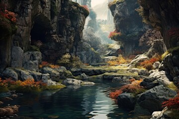 Canvas Print - Landscape outdoors nature stream.