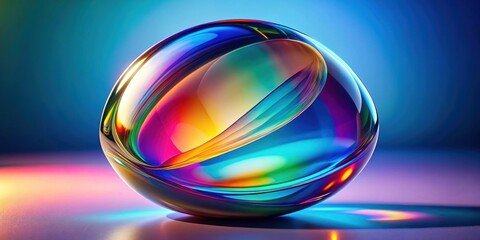 Abstract glass shape with colorful refraction effect, render, glass, abstract, shape, colorful, refraction, effect,render,artistic